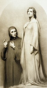 Dante och Beatrice (gravyr) av Ary (after) Scheffer