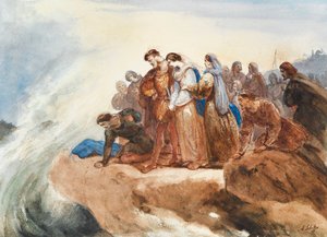 Illustration till balladen Der Taucher The Diver av Friedrich Schiller.