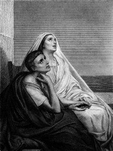 Saint Monique med Saint Augustin - på framsidan av Saint Moniques historia av Abbe Bougaud, Librairie Poussielgue 1866 av Ary Scheffer