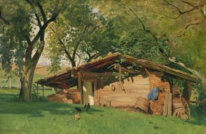 A Hut at Chiemsee, 1872 (olja på kort) av Ascan Lutteroth