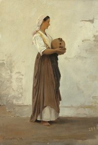 Flicka från Capri, 1871 (olja på papper nedlagd på kartong) av Ascan Lutteroth