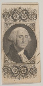 Sedelmotiv: Porträtt på George Washington i en dekorativ panel, ca. 1824-37.