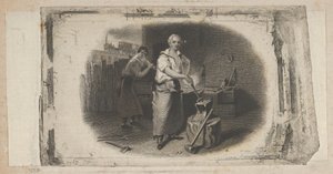 Sedelvinjett med smed och smedja, ca. 1824-37.