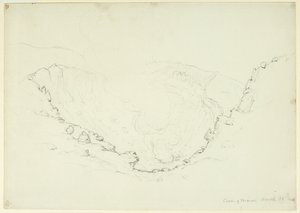 Calderan av Mt. Vesuvius, Neapel, Italien, 1841 (grafit på papper)