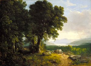 Landskap med täckt vagn (olja på duk) av Asher Brown Durand