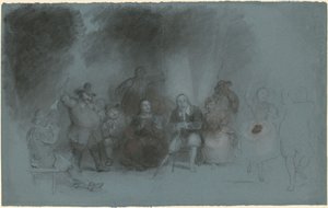 Studie för "Dance on the Battery in Presence of Peter Stuyvesant" av Asher Brown Durand