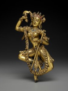 Vajravarahi (förgylld brons, halvädelstenar och spår av pigment)