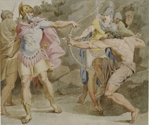Filoktetes riktar Herkules båge mot Odysseus, 1790