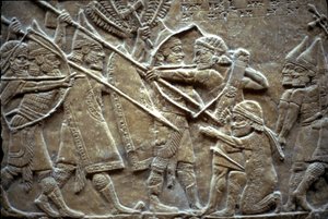 Ashurbanipal vid slaget vid Til-Tuba, 650-620 f.Kr av Assyrian