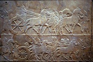 Ashurbanipal vid slaget vid Til-Tuba, 650-620 f.Kr av Assyrian