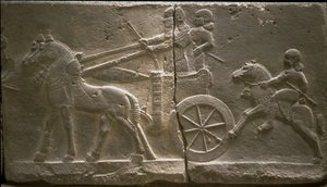 Vagn och kavallerist, 800-talet. före Kristus av Assyrian