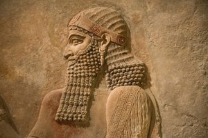 Detalj av kung Sargon II av Assyrien från kung Sargons palats i Khorsabad, c.716-713 f.Kr.