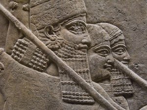 Kung Ashurnasirpal II under en kunglig lejonjakt, 700-talet. före Kristus av Assyrian