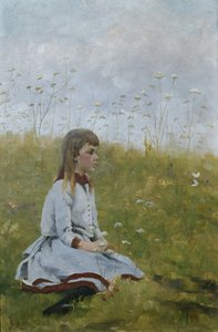 Flicka på en blomsteräng, ca 1885 (olja på duk)