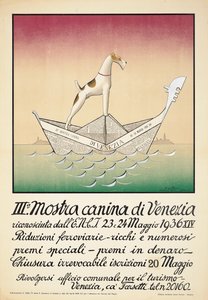 Affisch som annonserar en hundutställning i Venedig av Astolfo De Maria