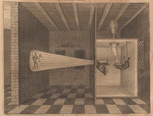 Magisk lykta som visar döden från Ars Magna Lucis, 1671.