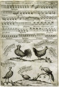 Låten som sänds ut av vissa flyktiga ämnen uttryckt av musiknoter efter: "Musurgia Universalis" av Athanasius Kircher av Athanasius Kircher
