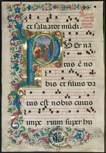 Leaf from a Gradual: Initial P med Födelsekyrkan