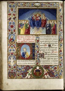 Missal av Thomas James: himmelskt paradis, med initialer föreställande Sankt Peter.