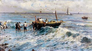 Havslandskap med fiskare (målning)