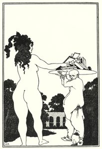 Aubrey Beardsleys boktavla (gravyr) av Aubrey (after) Beardsley