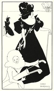 Design för ett golfkort (gravyr) av Aubrey (after) Beardsley