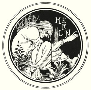 Merlin (gravyr) av Aubrey (after) Beardsley