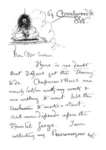 Första sidan av autografbrev till Frederick Evans, c.1893 av Aubrey Beardsley