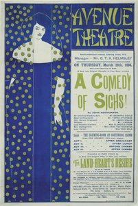 Avenue Theatre, en suckarnas komedi! Affisch, 1894