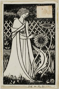 Dekorativ studie: Kvinna med solrosor av Aubrey Beardsley