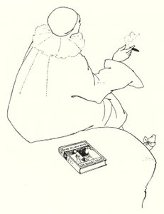 Design för ett inbjudningskort av Aubrey Beardsley
