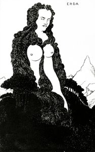 Erda, illustration till "Das Rheingold" 1896 av Aubrey Beardsley