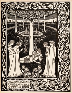 Hur fyra drottningar fann Launcelot sovande av Aubrey Beardsley
