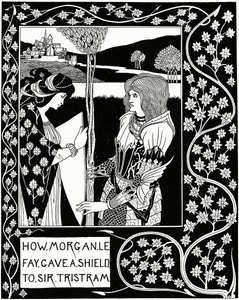 Hur Morgan le Fay gav en sköld till Sir Tristram, illustration från "Le Morte d