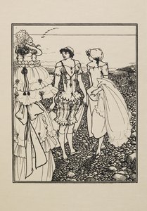 På Dieppe Beach (Badarna), från en bok med femtio teckningar av Aubrey Beardsley