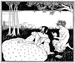 Pan läser för en kvinna vid en bäck, 1898. av Aubrey Beardsley