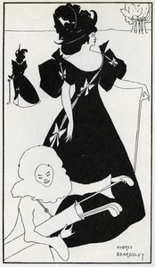 "Pierrot som Caddie"-design för ett golfklubbkort av Aubrey Beardsley