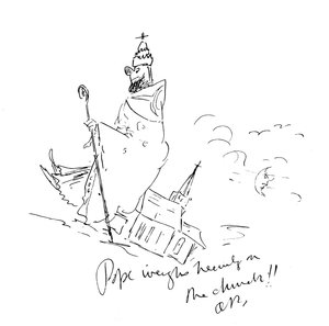 "Påven väger tungt på kyrkan", ca. 1893 (penna och bläck) av Aubrey Beardsley