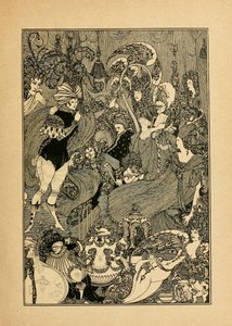 Låsets våldtäkt. Illustration till The Cave of Spleen av Alexander Pope av Aubrey Beardsley