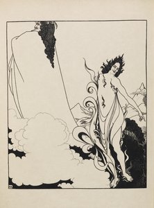 Den fjärde tablån av Rhinegold från en bok med femtio teckningar av Aubrey Beardsley