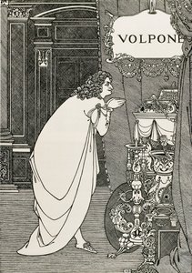 Titelsidan för Volpone or the fox (1609) skriven av Ben Johnson av Aubrey Beardsley