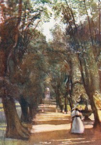 Rom: Ilex Avenue i Villa Borghese (färglitografi)