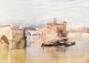 Rom: Tiberön (färglitografi) av Aubrey Waterfield