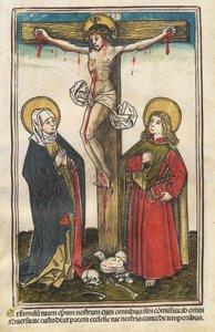 Kristus på korset med Jungfrun och Johannes av Augsburg 15th Century