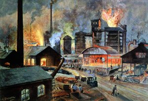 Metallbearbetningsfabrik i Tyskland, ca 1890 (illustration)