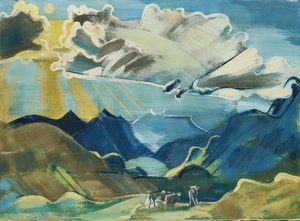 Balmalp med Schächental och Uri Rotstock, 1927-28 (lerfärg på duk) av August Babberger