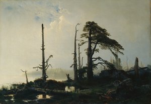 Sjön i dimma (olja på duk)