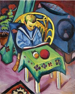 Pojke med bok och leksaker, 1912 av August Macke