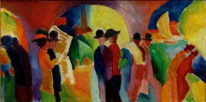 Kolonnad med segelbåt I. av August Macke