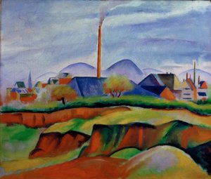 Landskap med fabrik av August Macke